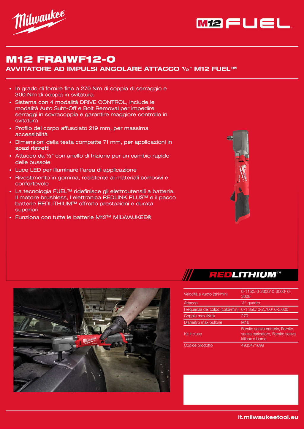 FUEL™ ½″ M12 Right Angle Impact Wrench