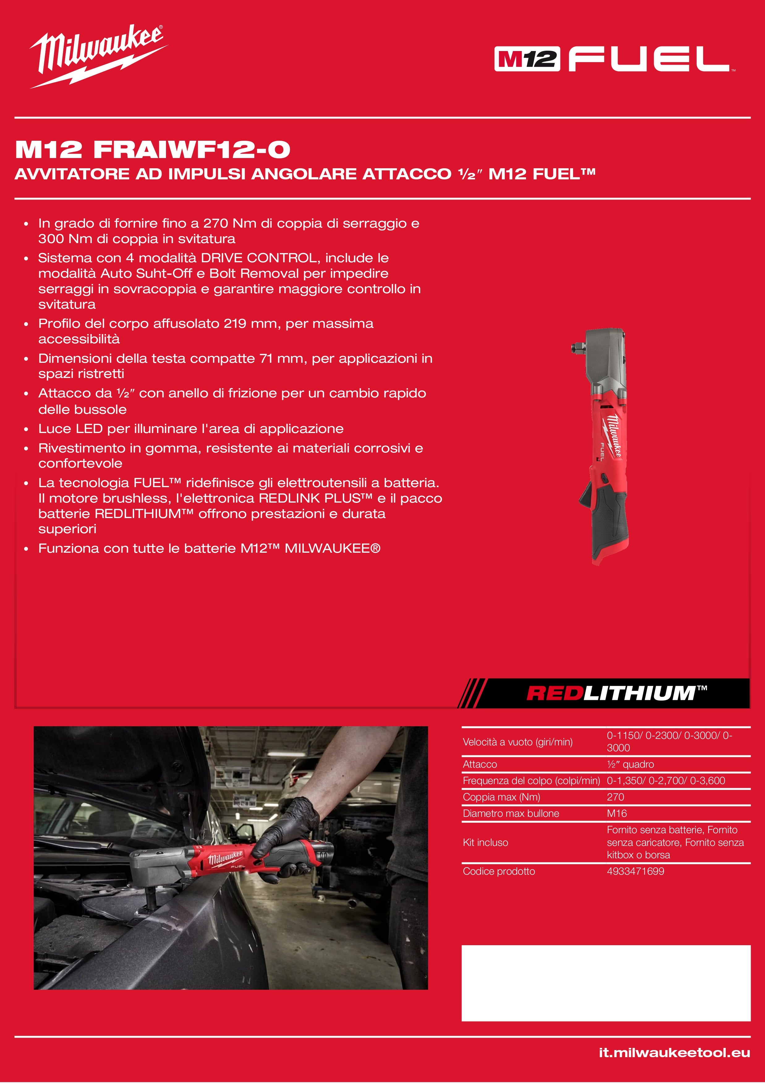 FUEL™ ½″ M12 Right Angle Impact Wrench