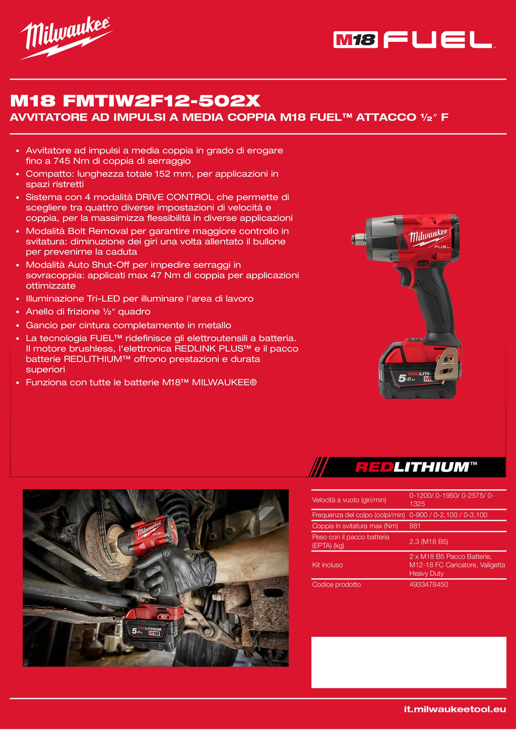 M18 FUEL™ Medium Torque Impact Wrench ½″ F DRIVE