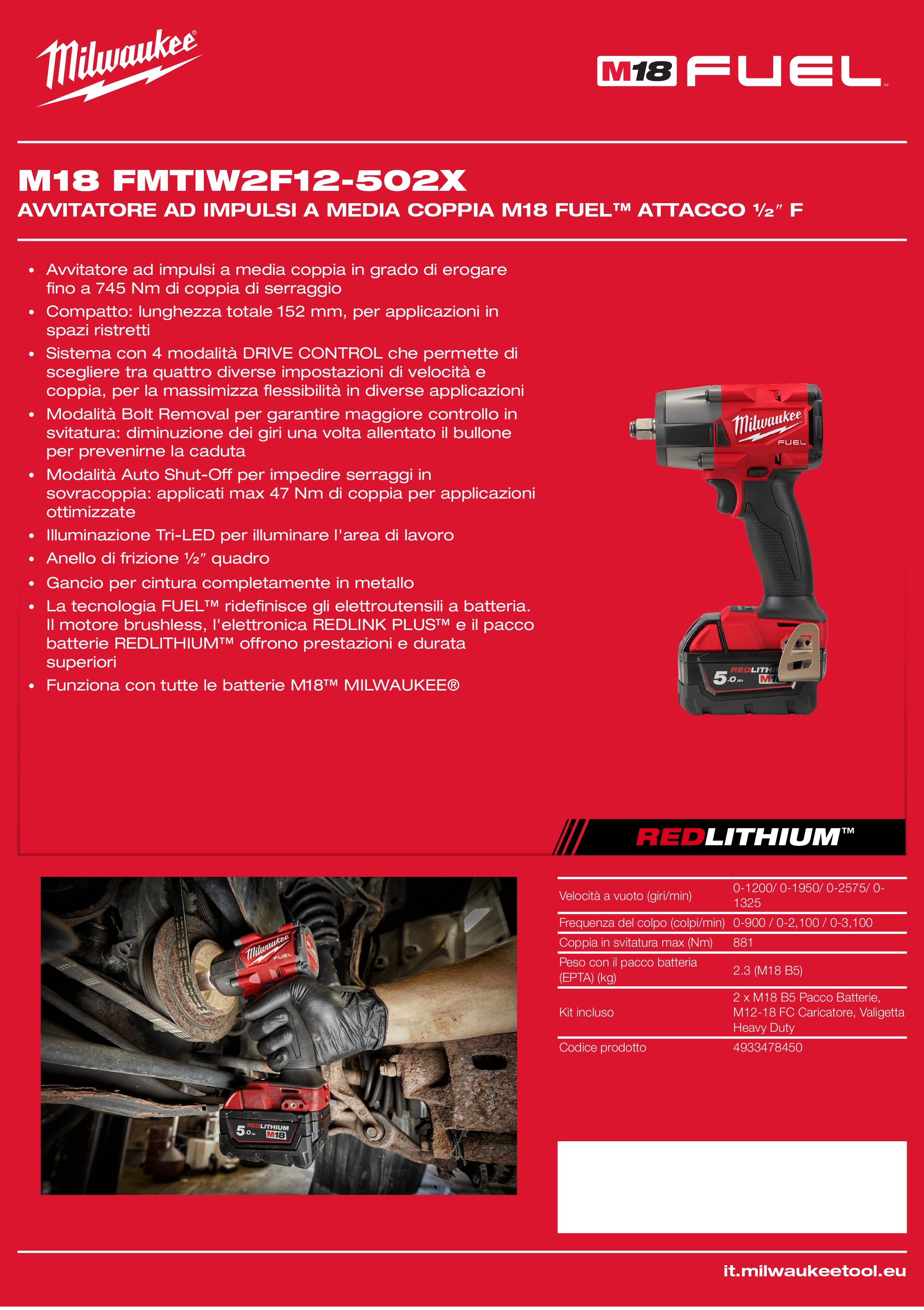 M18 FUEL™ Medium Torque Impact Wrench ½″ F DRIVE