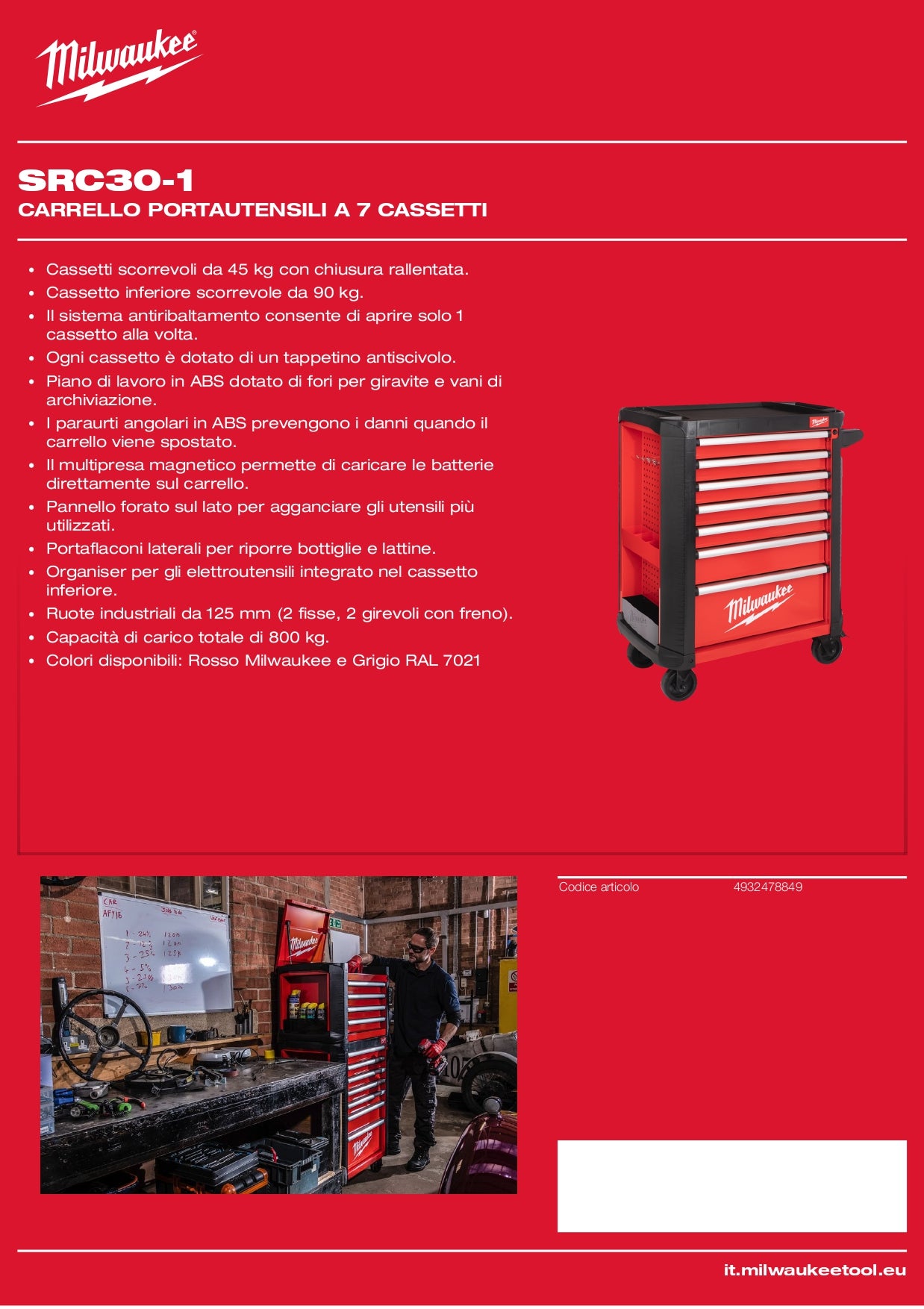 7-drawer tool trolley